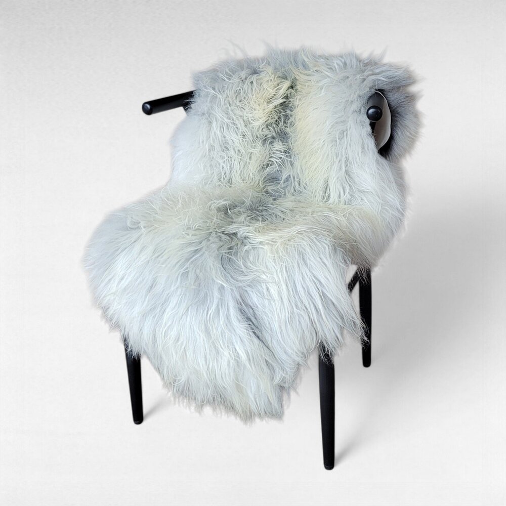 Large Beige + Light Gray Moorit Icelandic Sheepskin 50" x 32"